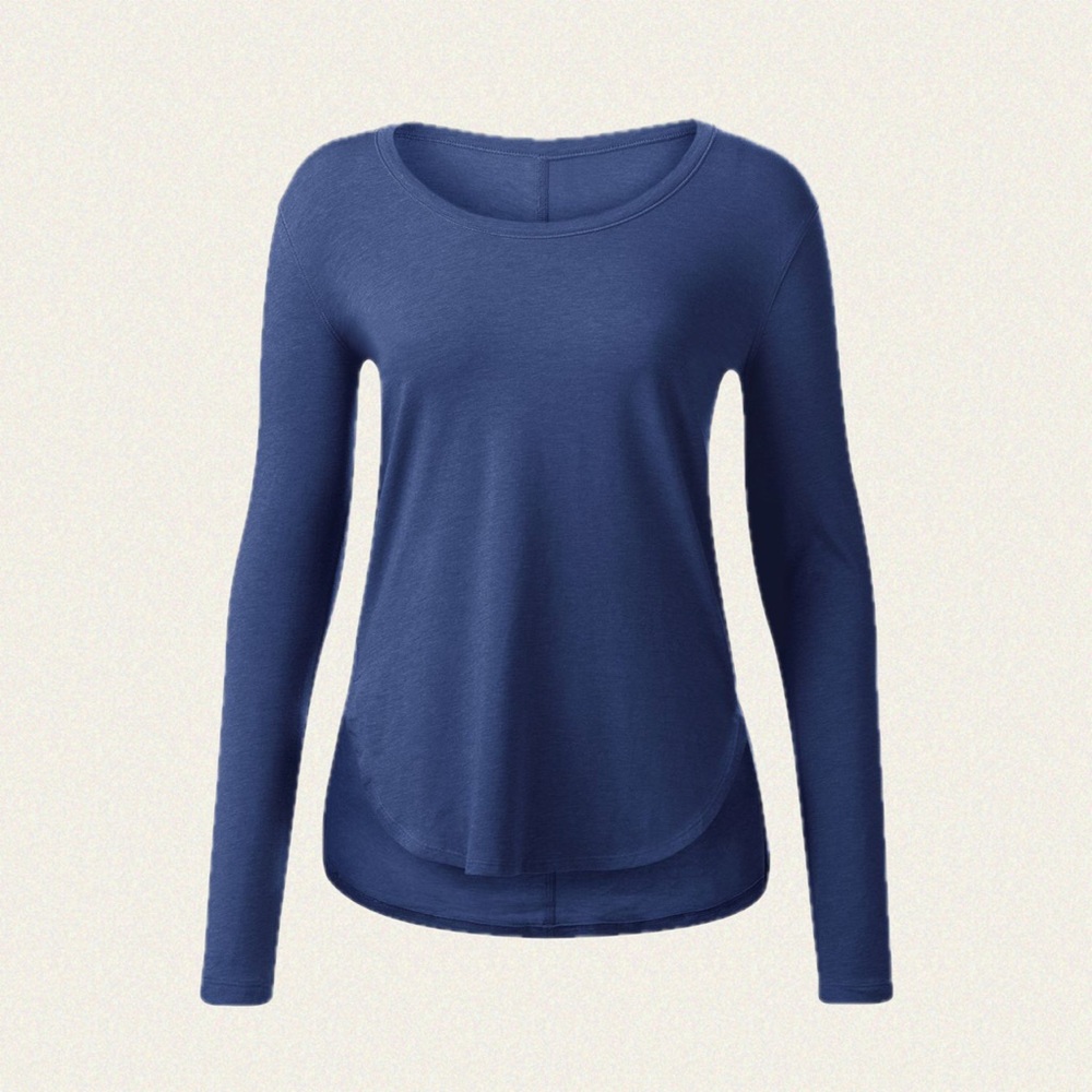 lululemon athletica Long Sleeve Scoop Neck Tee in Navy Blue